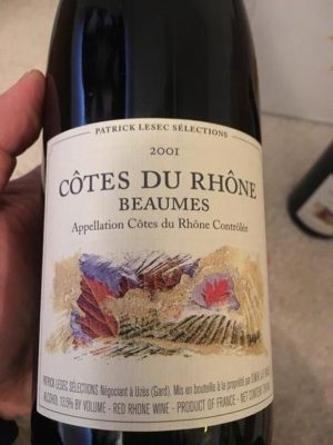 Patrick Lesec Cotes du Rhone Beaumes  2001 750 ml
