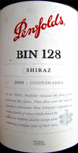 Penfolds Shiraz Coonawarra Bin 128 2006 750 ml
