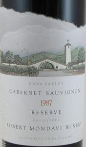 Robert Mondavi Reserve Autographed BY Tim MONDAVI 1987 750 ml