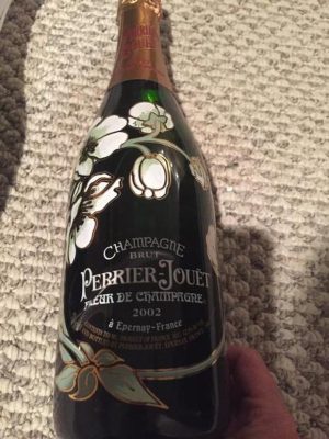 Perrier Jouet Fleur De Champagne  Brut W/2 Glass Gift Set 2002 750 ml